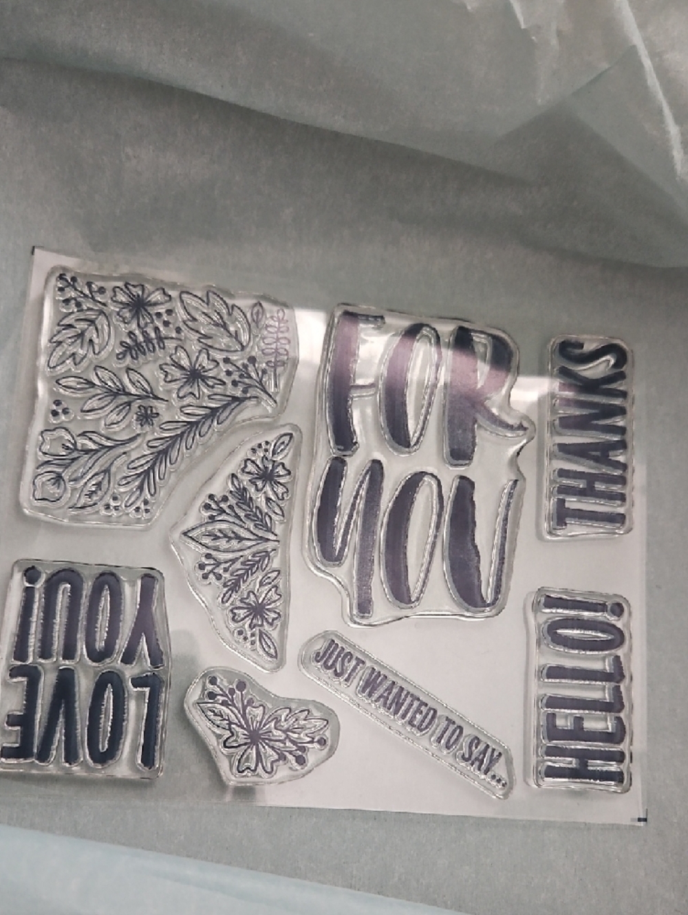 Cardmaking Kit with Light Teal Accents and Clear Sentiment Stamps - Picture 4 of 5